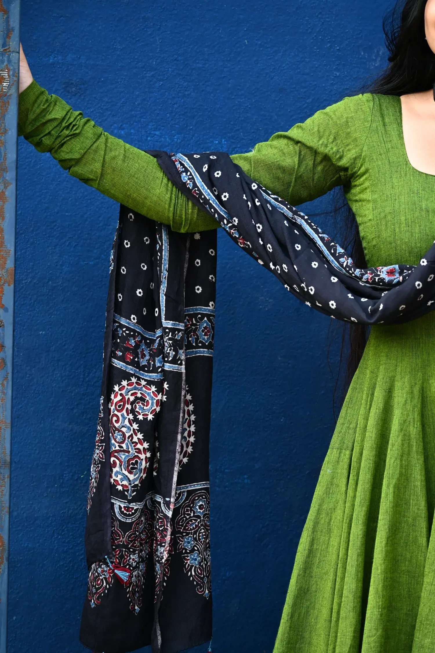 Ajrakh Green Anarkali 3