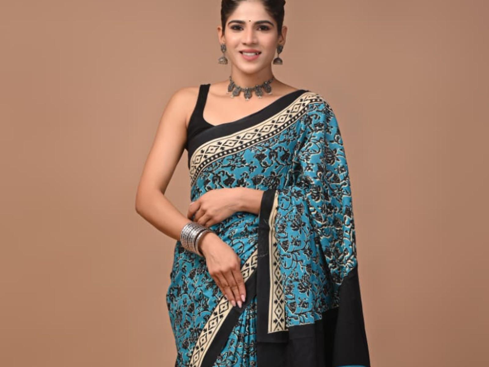 Bagru Print Mul Cotton Saree 