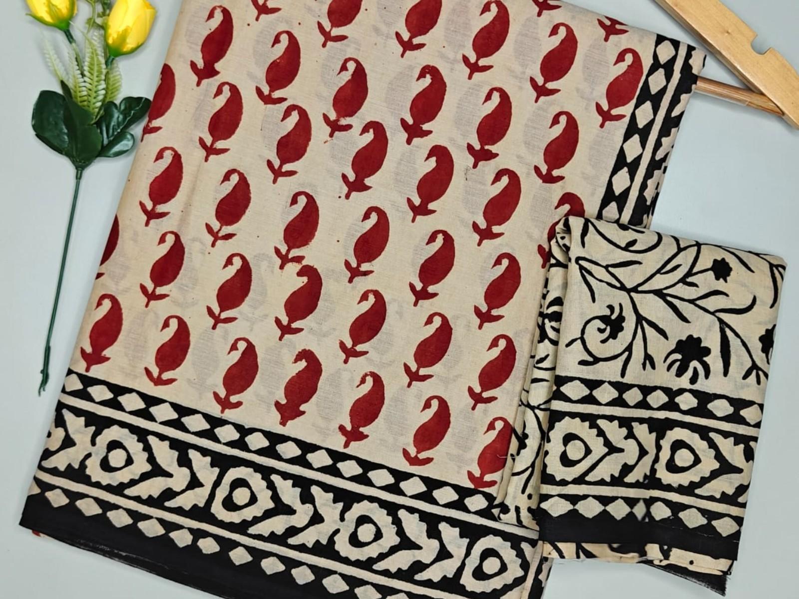 Hand Block Printed Mul Cotton Saree