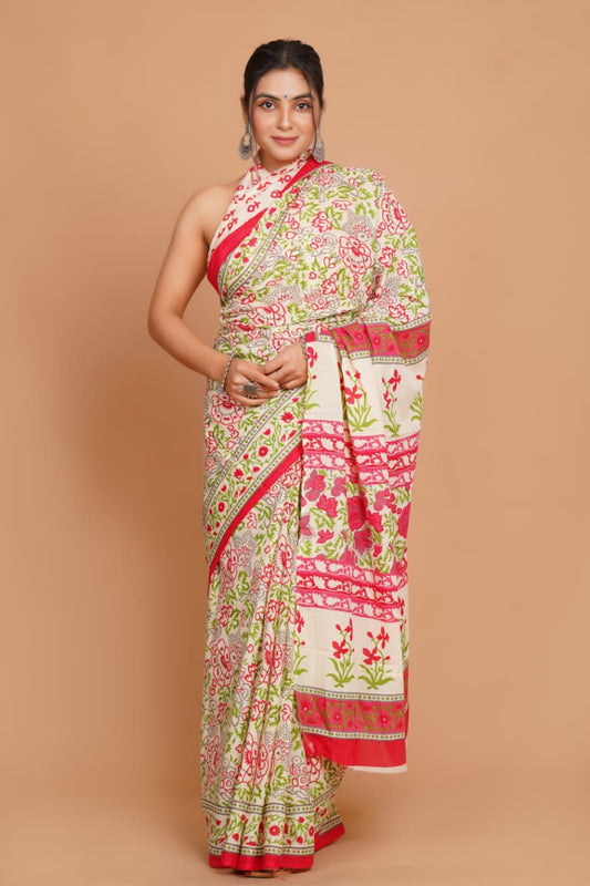 white-and-green-floral-print-mulmul-cotton-saree-with-red-border