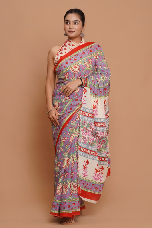 pastel-blue-floral-printed-mulmul-cotton-saree-with-red-border