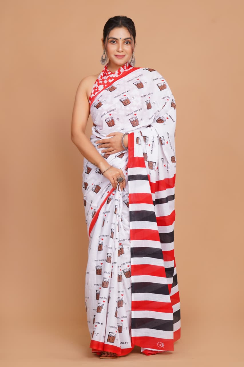 white-mulmul-cotton-saree-with-tea-glass-print-and-striped-border
