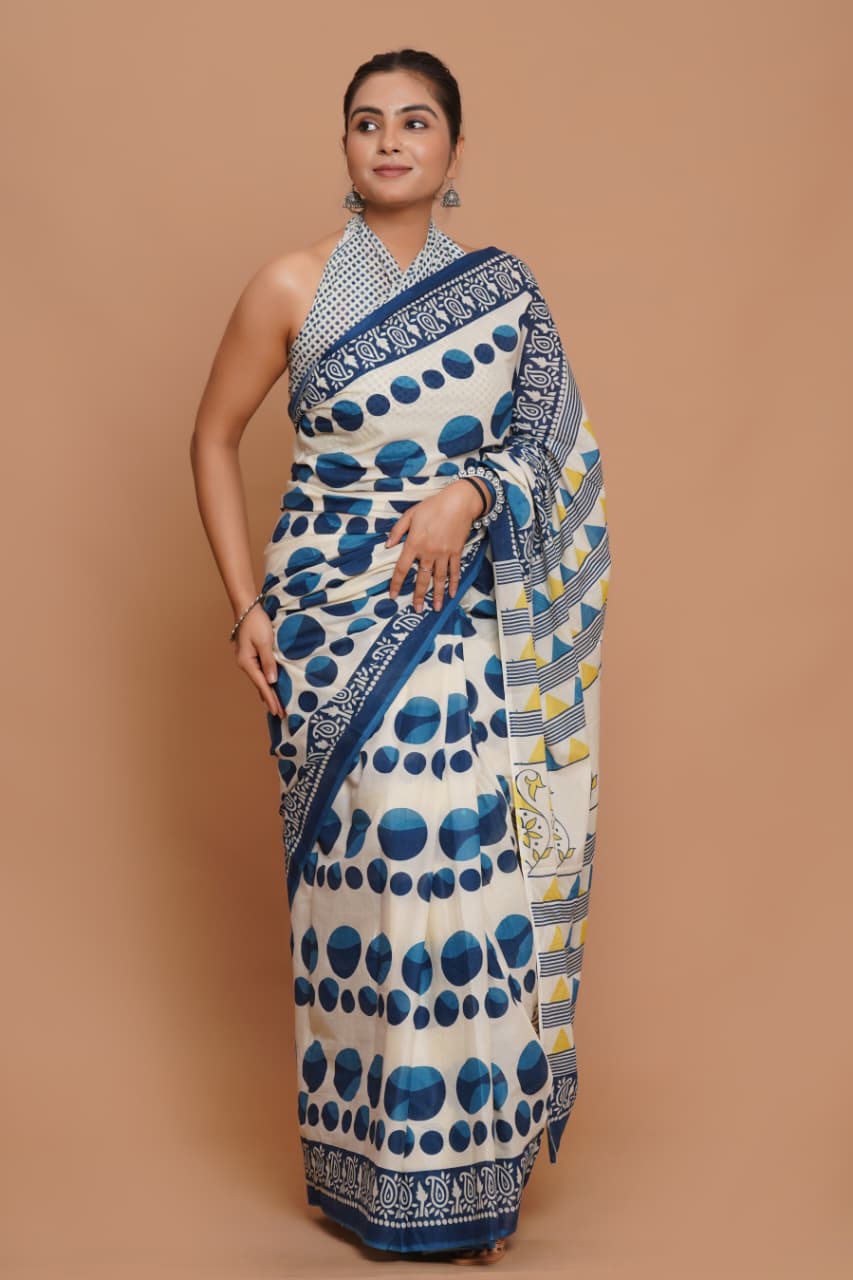 white-and-blue-polka-dot-mulmul-cotton-saree-with-printed-border