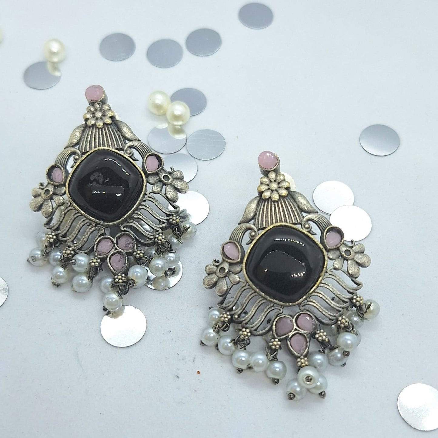 Jaipur Majesty Black Oxidized Earrings