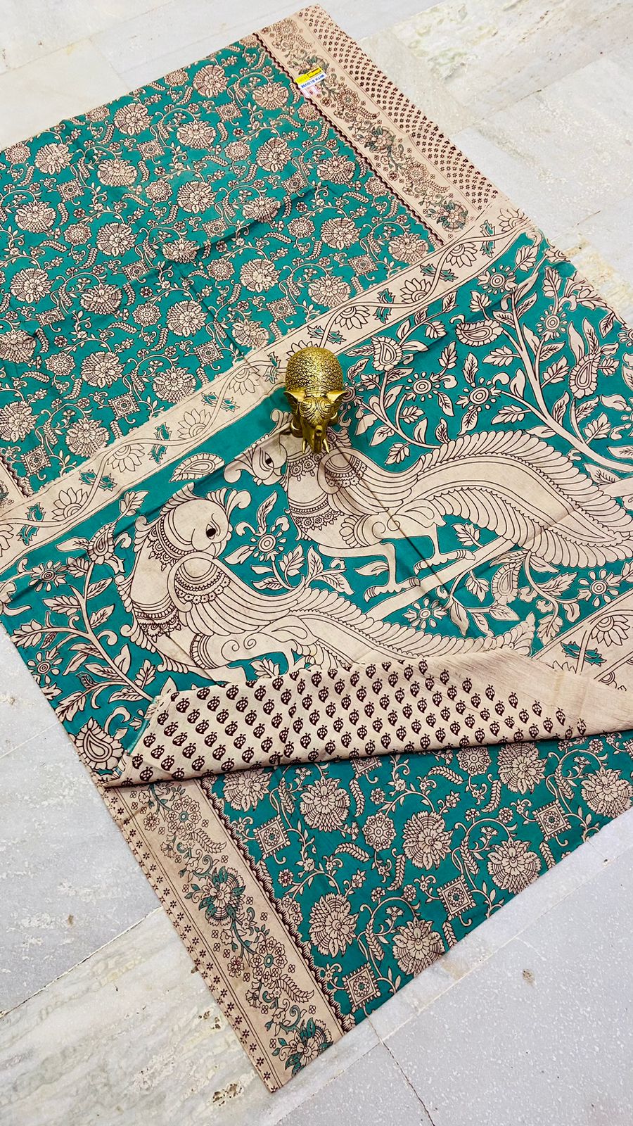 Tranquil Azure Kalamkari Cotton Saree (PCKC-17)