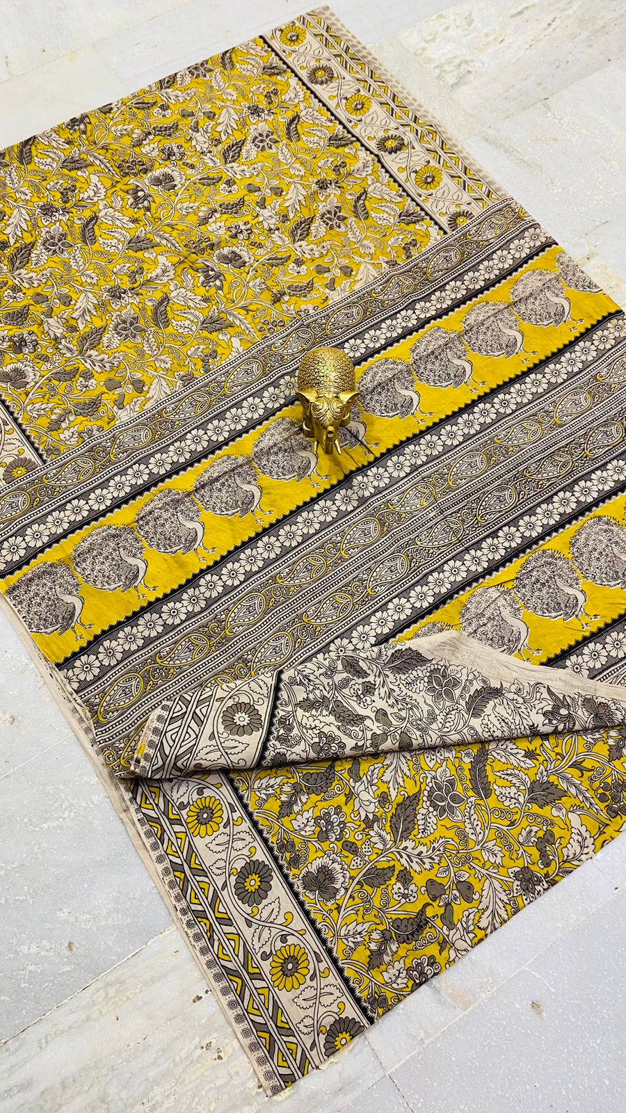 Golden Bloom Kalamkari Cotton Saree (PCKC-16)