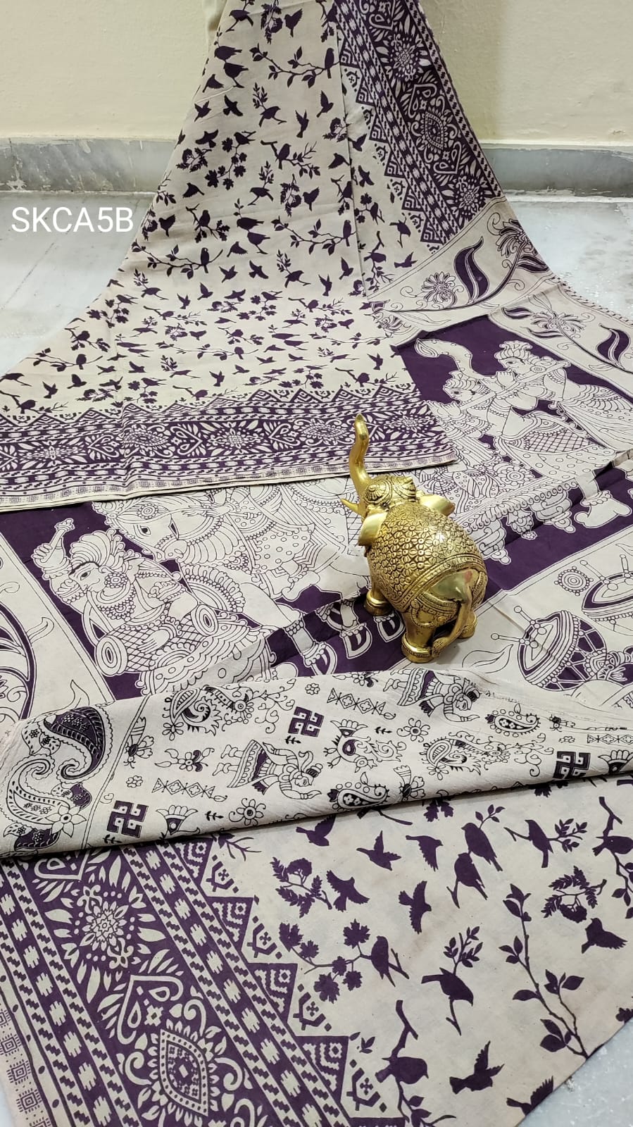 Avian Serenity Kalamkari Cotton Saree (PCKC-14)