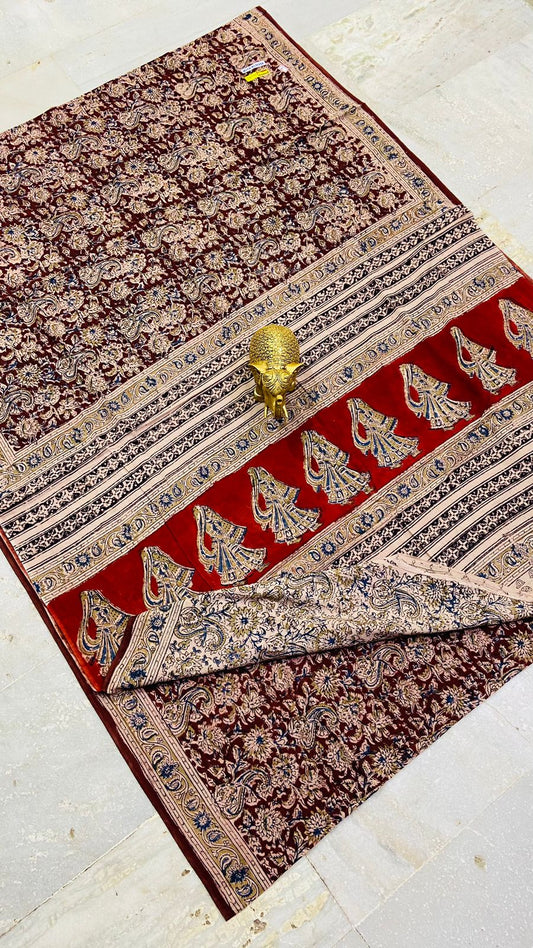 Earthy Elegance Kalamkari Cotton Saree (PCKC-13)