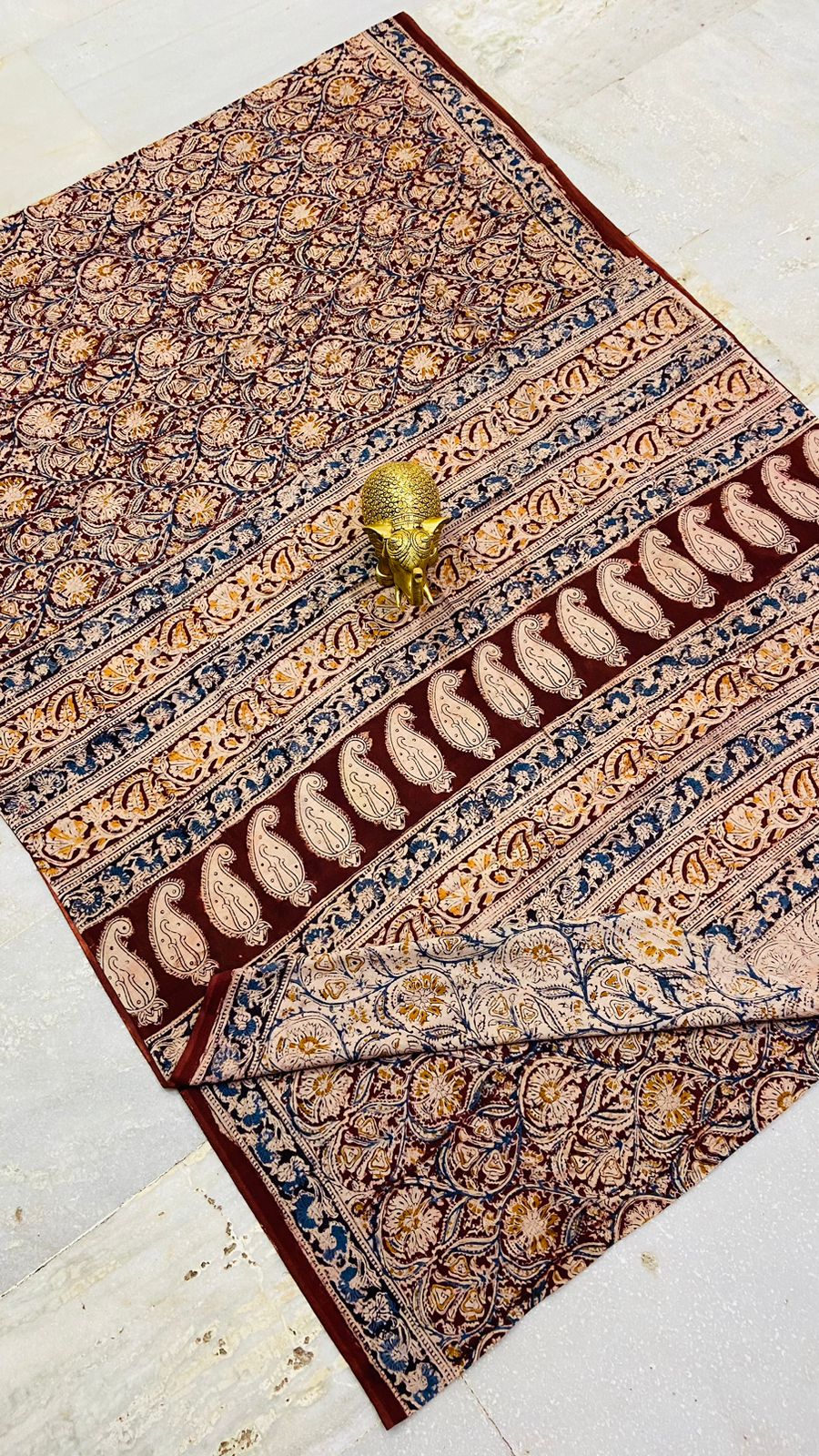 Mocha Blossom Kalamkari Cotton Saree (PCKC-10)