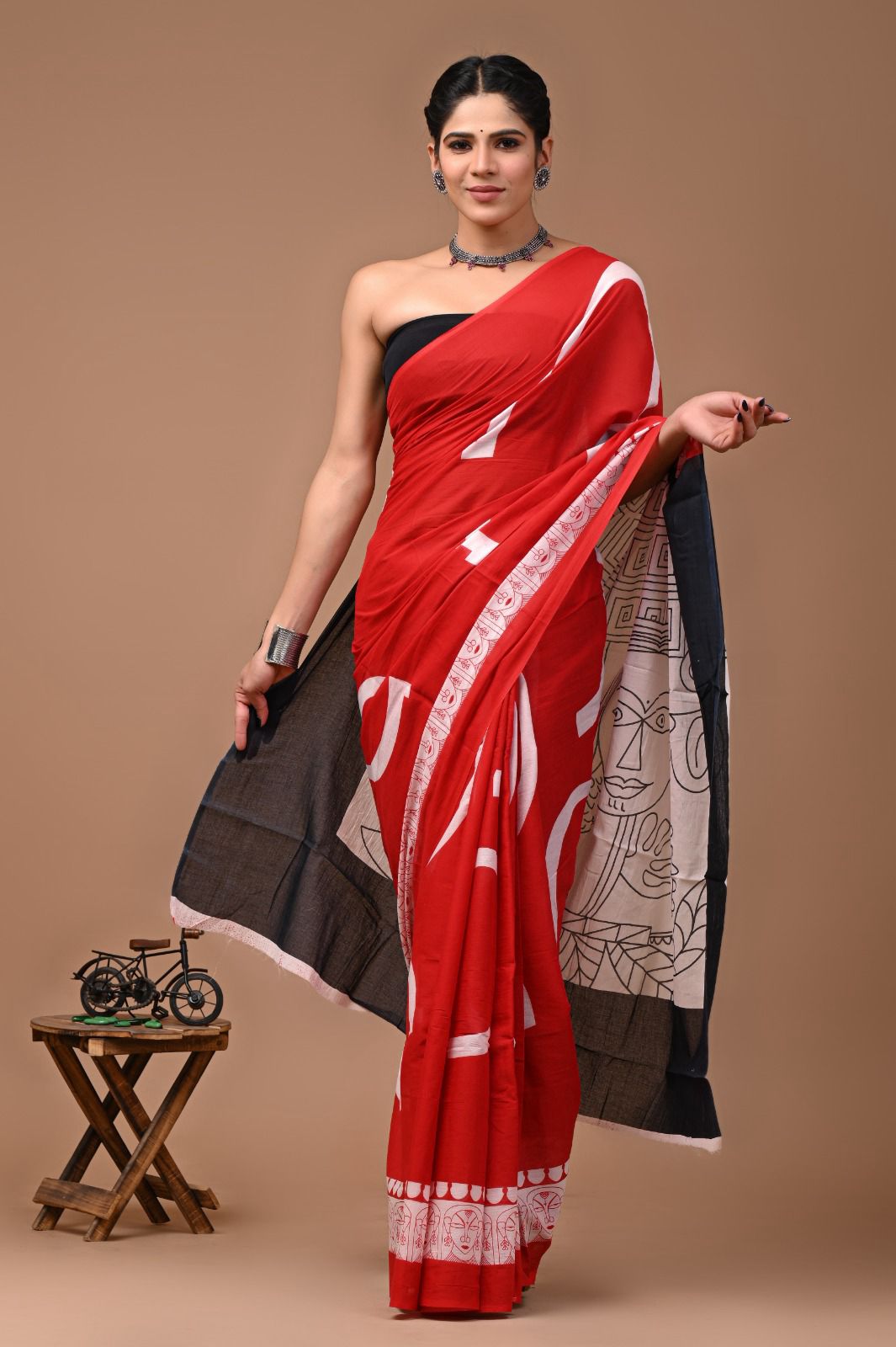 Scarlet Whispers Mul Cotton Saree