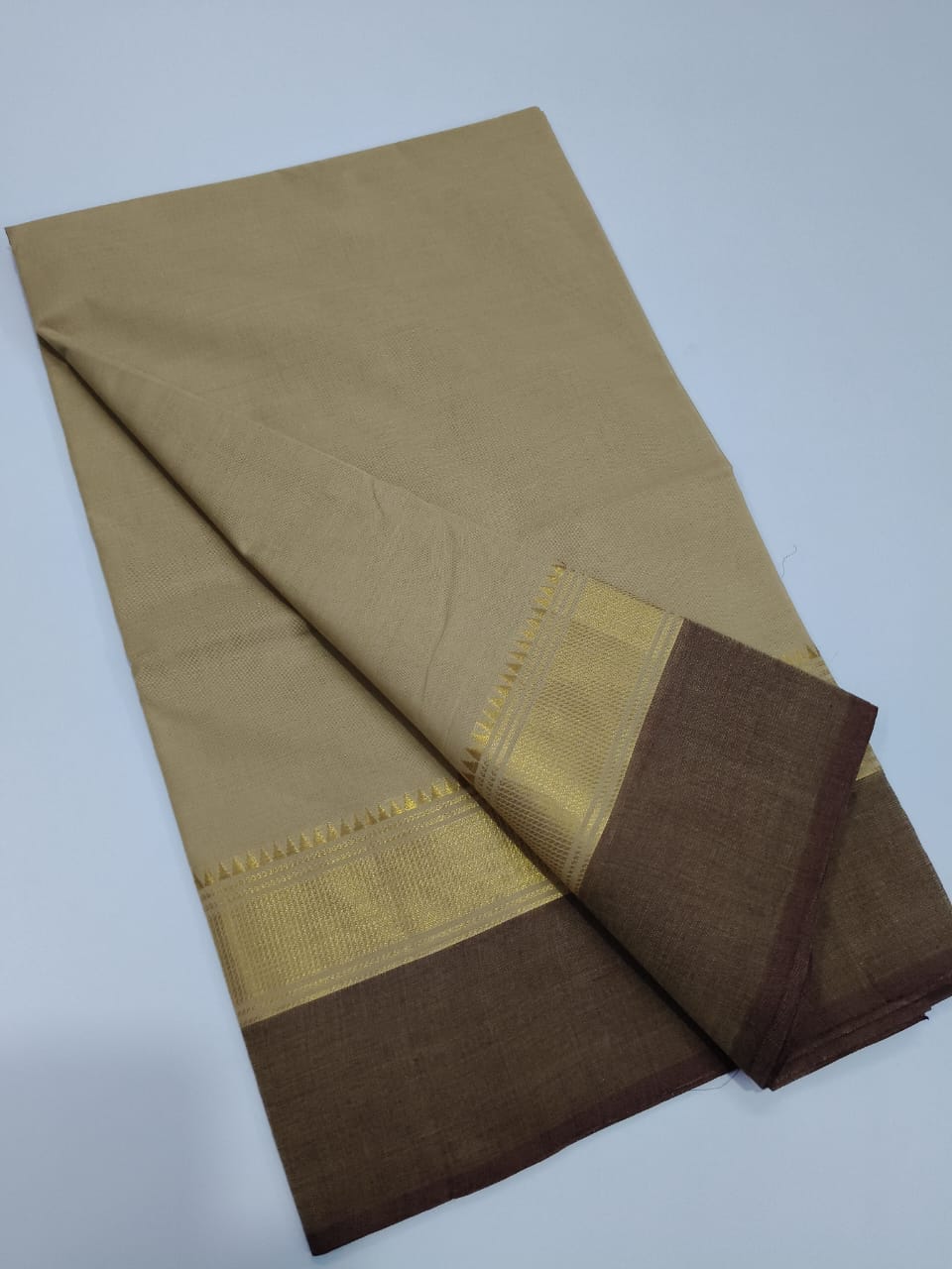 Timeless Elegance: Gold and Brown Chettinadu Cotton Saree