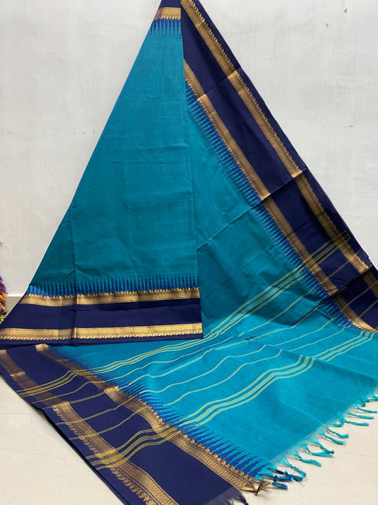 Elevate your elegance with our Blue Kanchi Cotton Saree.