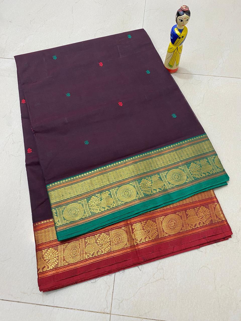 Drape yourself in elegance with our Purple Kanchi Cotton Saree.