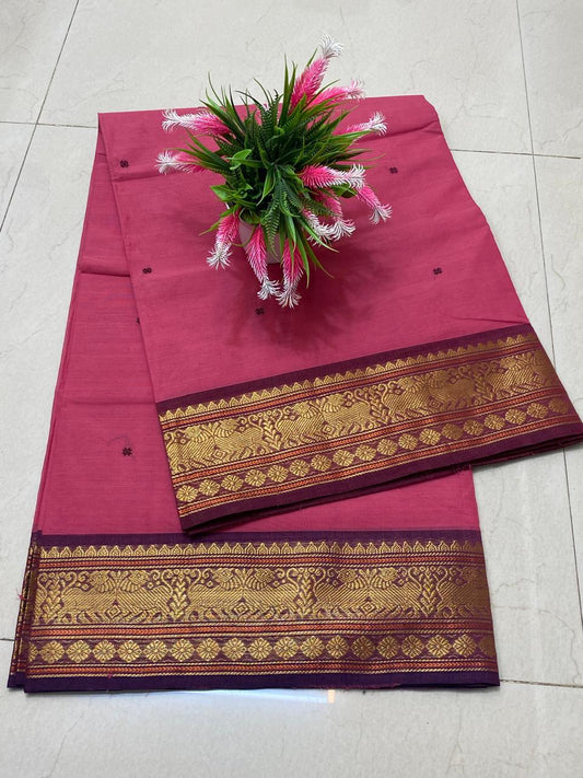 Indulge in sophistication with our Onion Pink Kanchi Cotton Saree.