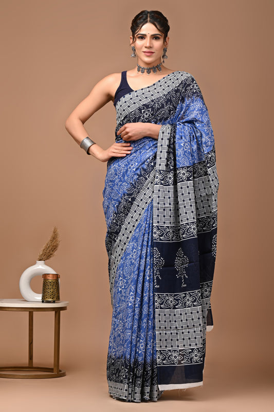 Royal Blue Beauty: Mulcotton Saree